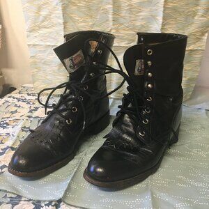 Justin Lace up Kaddie Combat Boots Black size 6.5